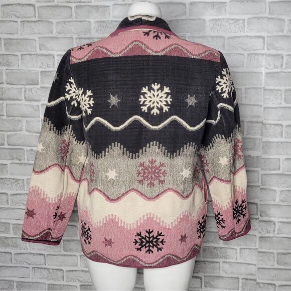 Vintage 90s Flashback Tapestry Snowflake Jacket, sz Large - Picture 4 of 5